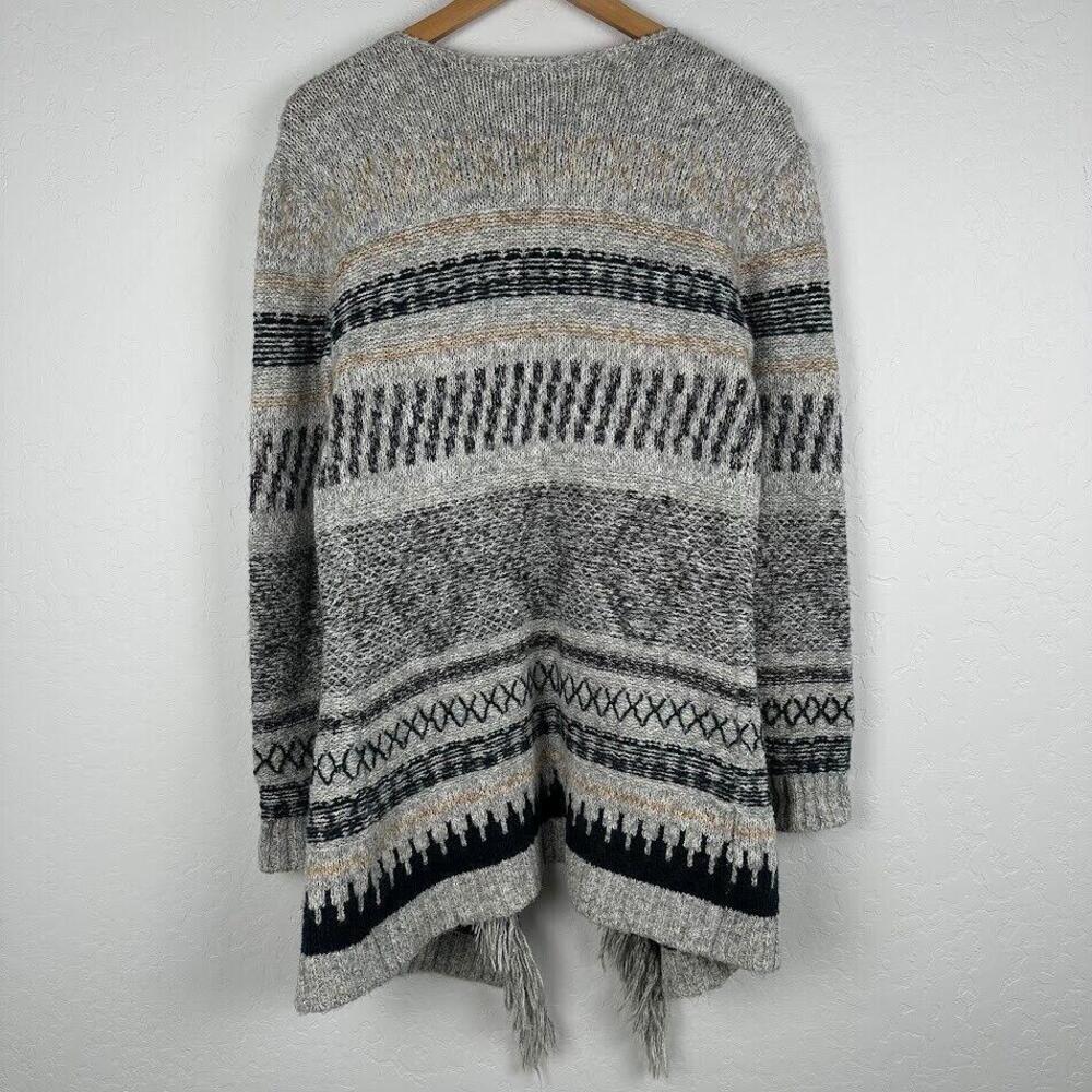 CAbi Shetland Womens Sweater XS‎ Waterfall open Cardigan Fringe Knit boho jacket - Picture 6 of 9